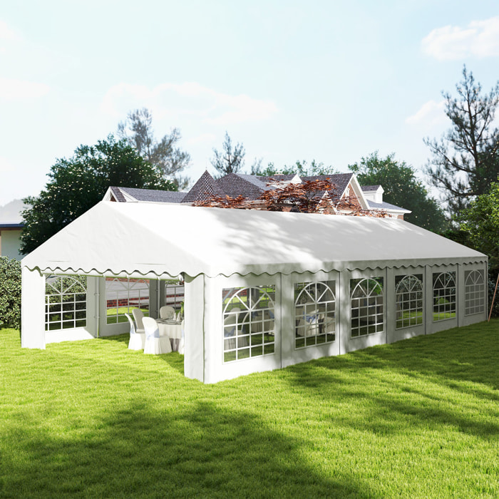Carpa para Fiesta 12x6 m Carpa de Jardín con 12 Paredes Laterales Desmontables y 12 Ventanas Impermeable Protección UV 30+ Cenador Gazabo para Boda Camping Blanco