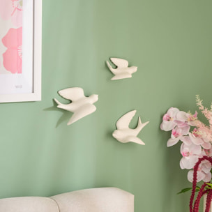 Décoration murale 3 oiseaux Fleur de rose
