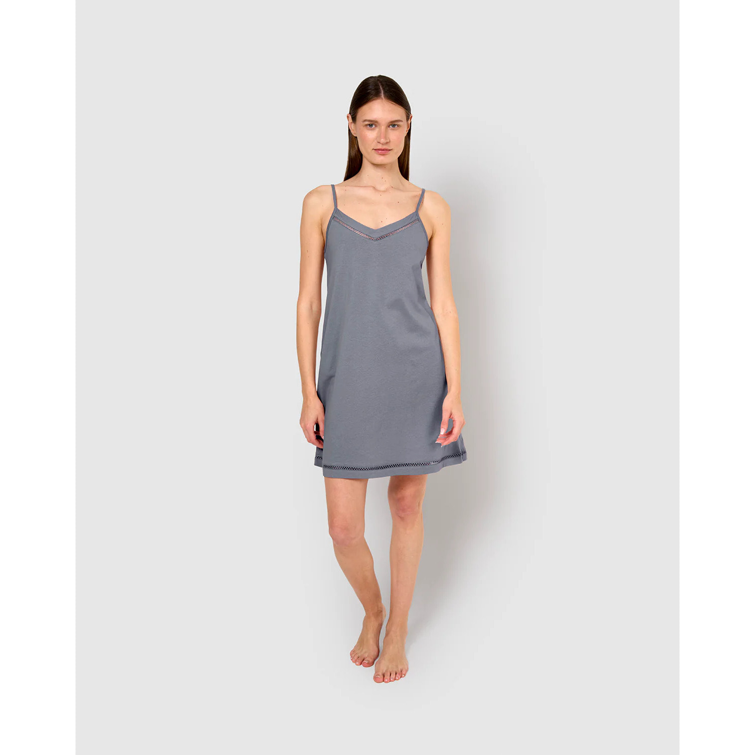 Camisón corto tirantes vainica azul