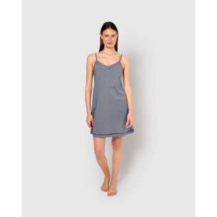 Camisón corto tirantes vainica azul