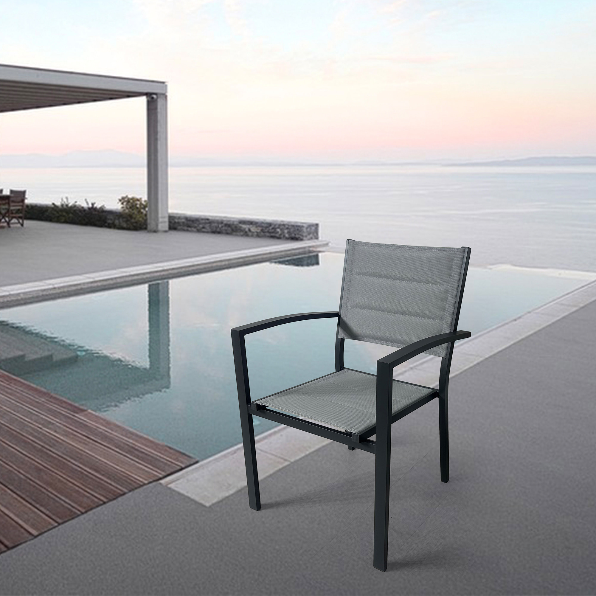 Set 2 Sillas de exterior – Aluminio y textilene blanco