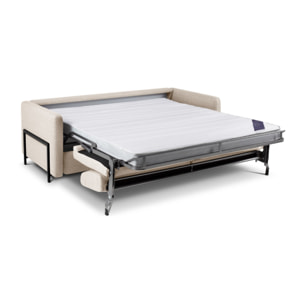 Canapé convertible "Yanis" 3 places en tissu structurel beige
