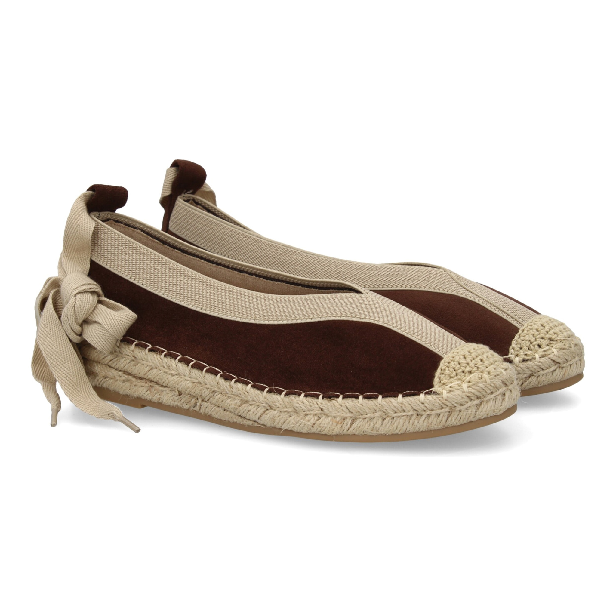 Bailarina de Mujer con Yute, Diseño Moderno con Puntera Bordada y Cintas