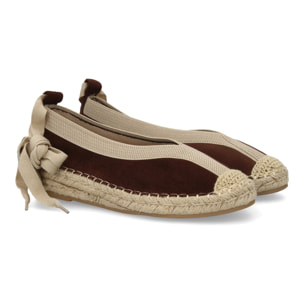 Bailarina de Mujer con Yute, Diseño Moderno con Puntera Bordada y Cintas