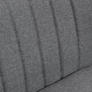 Canapé 2 places style scandinave piètement bois hévéa tissu gris