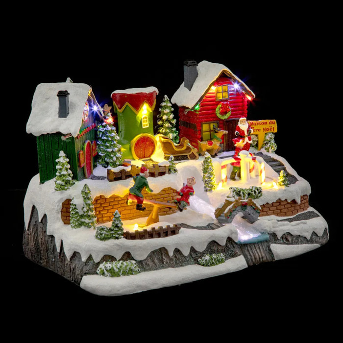Village lumineux jeux de lutins 13 LED l.31cm musical