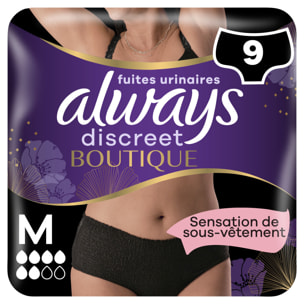 2x9 Culottes pour Fuites Urinaires Always Discreet Boutique - Taille M - Noires Taille Basse