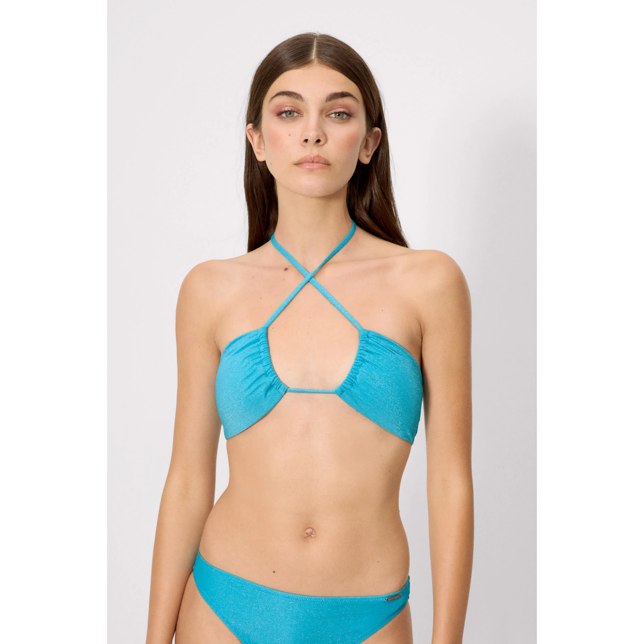 Top bikini bandeau Blu