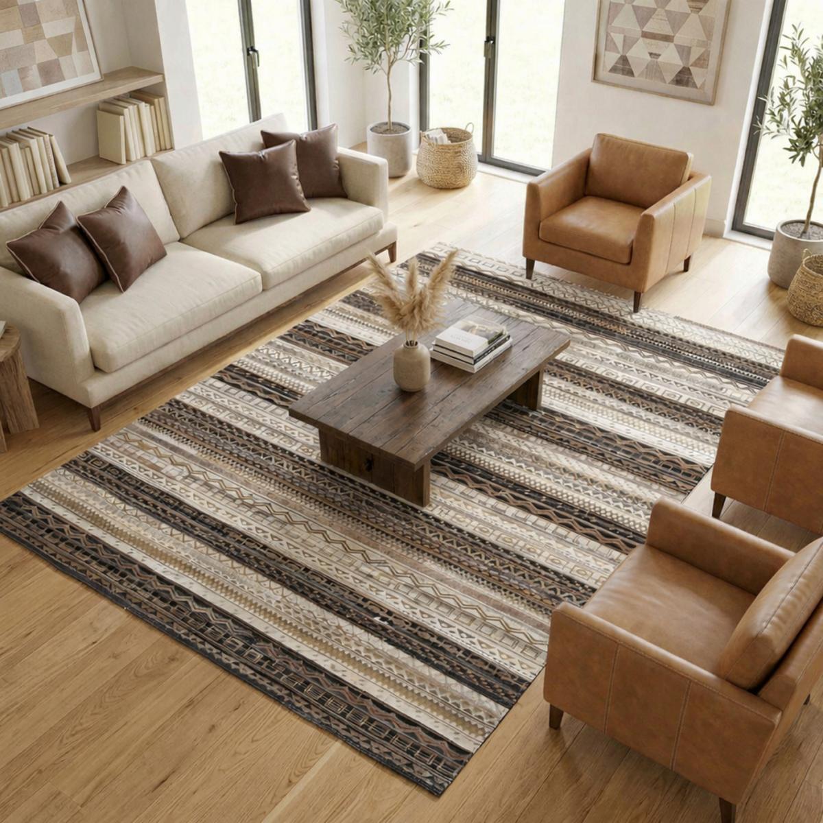 Tapis peau de vache kilim fait main VINI