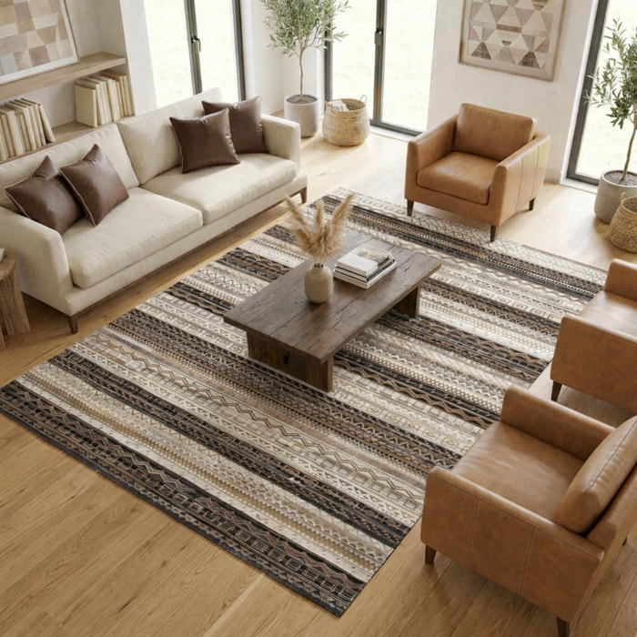 Tapis peau de vache kilim fait main VINI