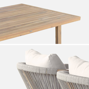 Table haute de jardin bois d'acacia + 4 assises Paloma et Zahara naturel 150 x 81 x 100 cm