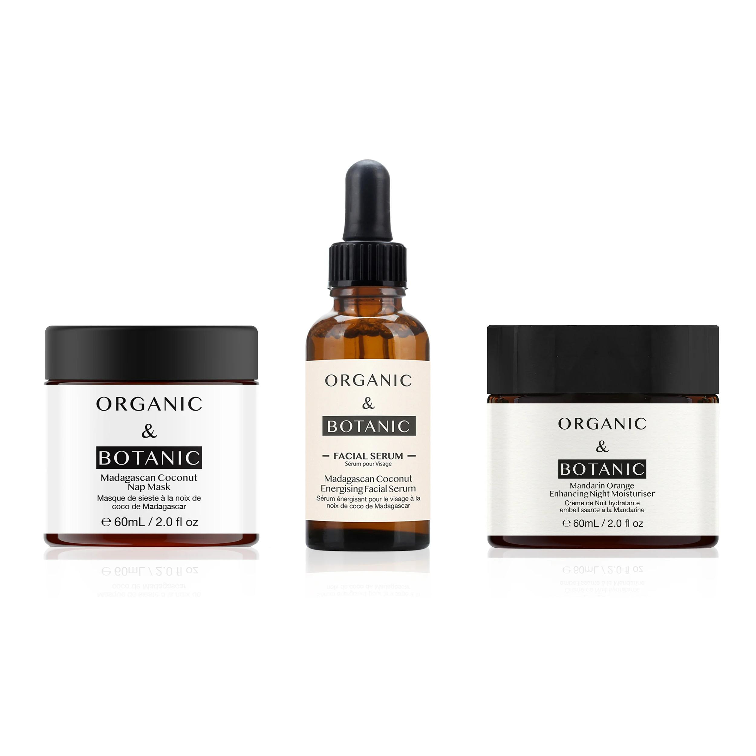 Sérum de Coco de Madagascar +
Mascarilla + Crema Hidratante de Noche Naranja Mandarina