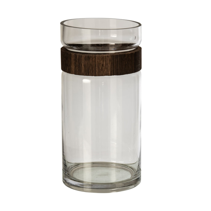 J-Line vase cylindre - verre - marron foncé/transparent - large