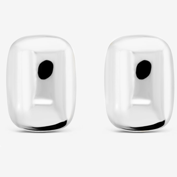 Orecchini Rettangolari Lucidi placcati Rodio