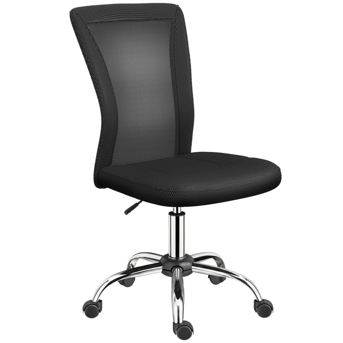 Silla de Oficina de Malla Silla de Escritorio Giratoria sin Brazos con Altura Ajustable Carga 100 kg para Estudio Despacho 43x58x90-100 cm Negro