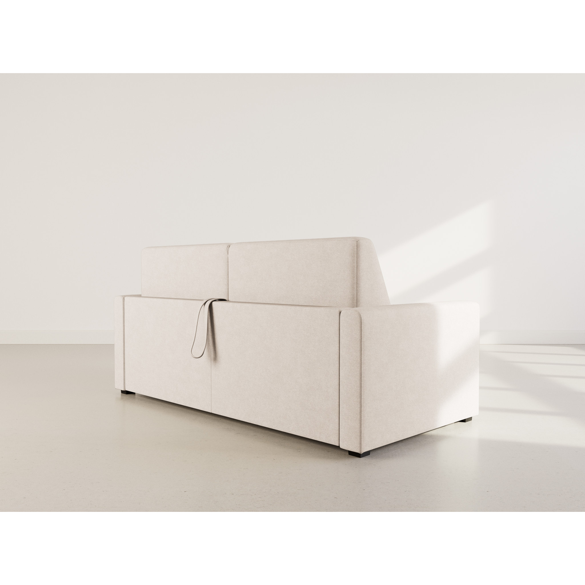 Julia - canapé lit 3 places convertible express couchage quotidien 140 cm matelas 18 cm en tissu - Beige