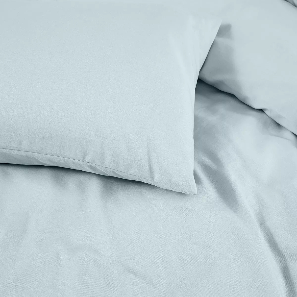 Taie d'oreiller lin & coton 160 g/m² uni bleu Le metis francais aqua
