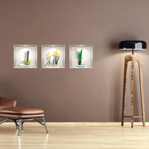 Stickers muraux 3D | Sticker Mural Autocollant effet 3D jonquilles au printemps - Stickers adhésifs 3D Chambre Salon Trompe l'oeil