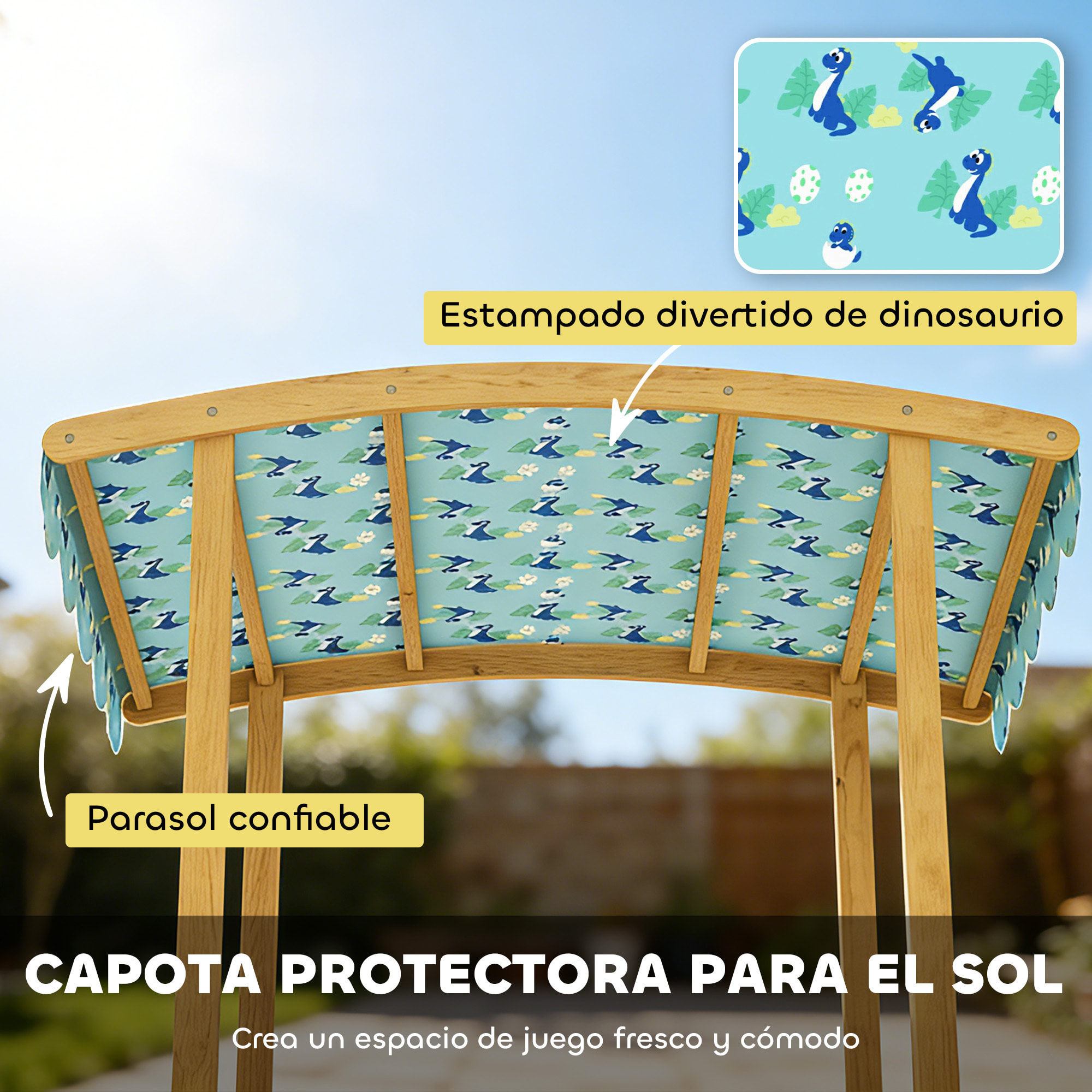 Arenero para Niños de Madera con Techo, Arenero Infantil con 3 Bancos, 2 Cajas de PP, Forro, Caja de Arena para Niños de 3-6 Años, para Patio, Jardín, Balcón, 128x118x121 cm, Azul