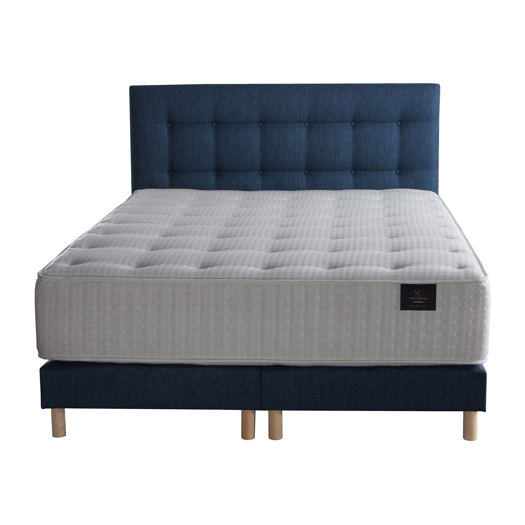 Ensemble Callisto + tête de lit capitonnée - Matelas Mousse Haute Résilience Mémoire de forme
