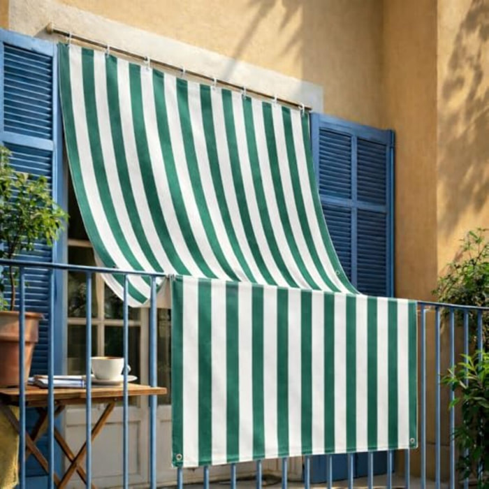 Intrecci Tenda da Sole Impermeabile per Verande e Balconi con Occhielli Righe verde