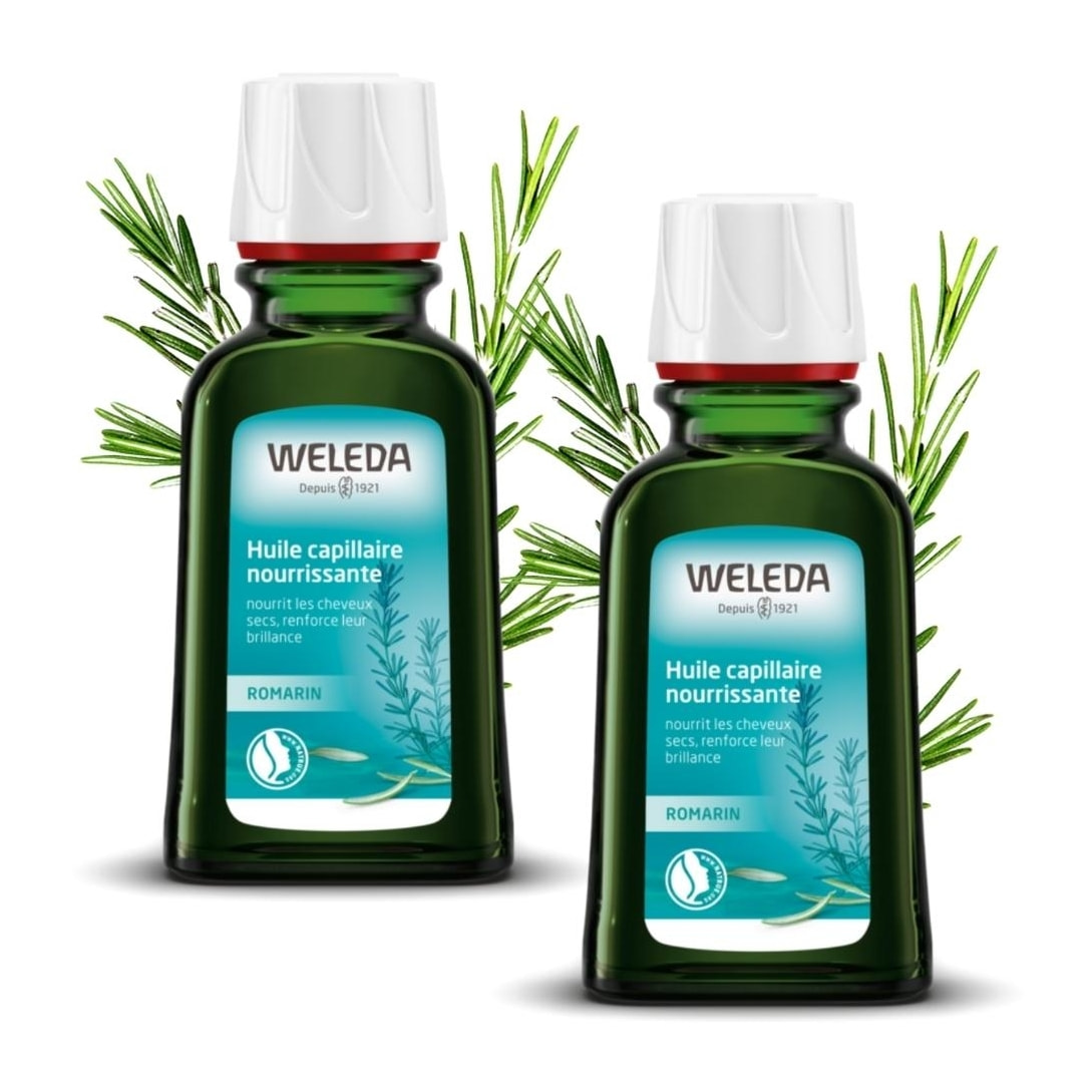 WELEDA - Duo Huile capillaire nourrissante  - Nourrit les cheveux abîmés -  Vegan* - Certifié Natrue** - Flacon 50 ml x 2