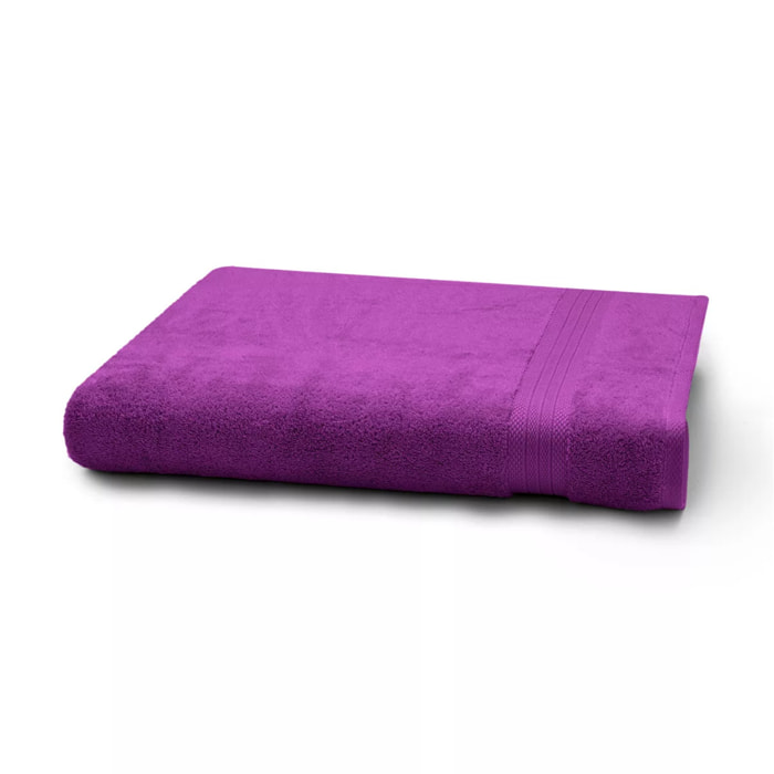 Drap de bain pur coton 550 g/m² uni violet Elea raisin