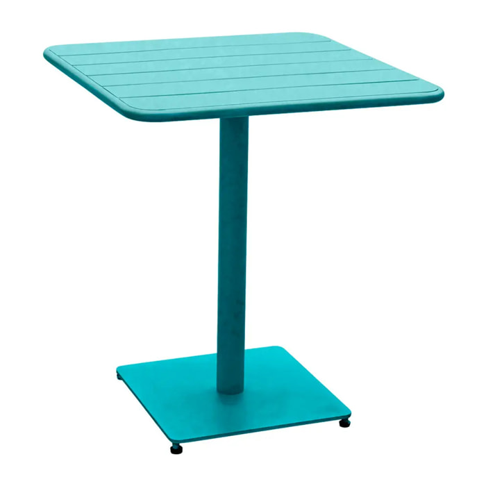 Table de jardin carrée "Phuket" bleu canard 2 places en acier traité époxy