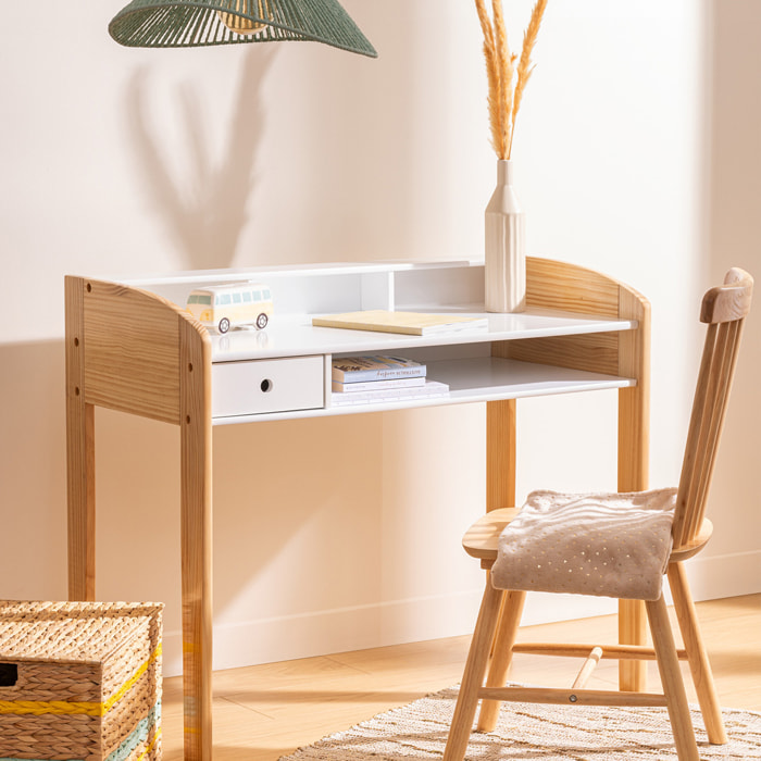 Bureau enfant primaire L100cm blanc en bois