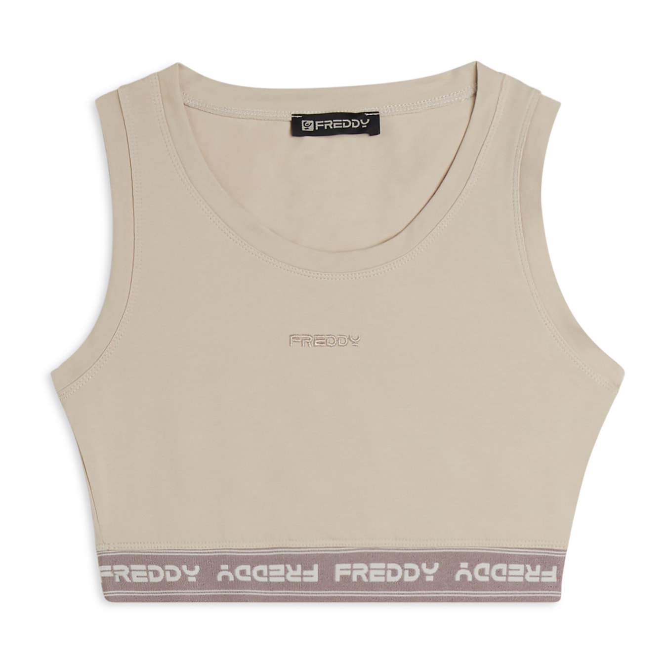 Top sportivo in heavy jersey stretch con elastico logato