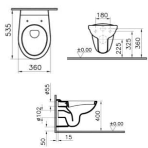 Pack WC Bati Duofix + WC suspendu Vitra Normus + Abattant softclose + Douchette bidet + Plaque blanche