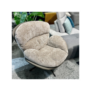 Fauteuil rotatif 360° tissu doux avec simili et pieds métal - DOUDOU