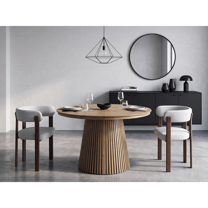 Lot de 2 chaises de salle à manger avec accoudoirs "Opale" - Gris clair