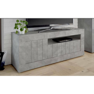 Mobile porta TV Iole, Credenza da soggiorno, Armadio basso per TV, Base parete attrezzata, Made in Italy, 138x42 h56 cm, Cemento