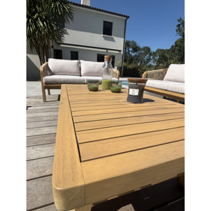 SERENA - Salon bas de jardin 7 places en bois d'acacia et corde tissée