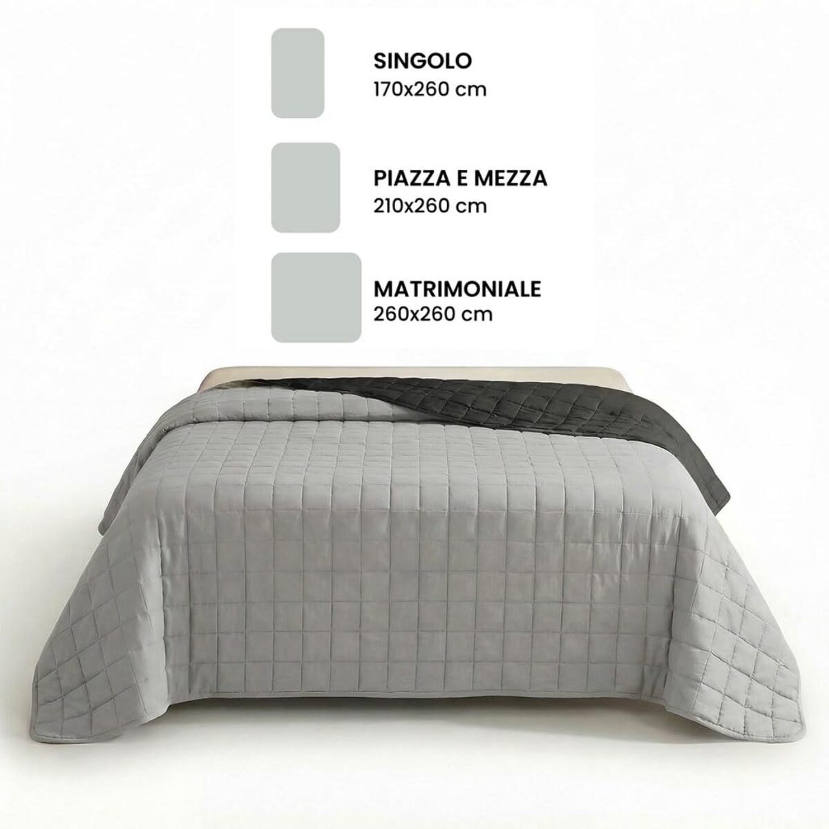 Copriletto una piazza e mezza estivo leggero double face 210x260 cm, trapunta estiva traspirante e morbida, coperta primaverile elegante e moderna, design reversibile per doppio stile, ideale per stagione calda, resistente e facile da lavare