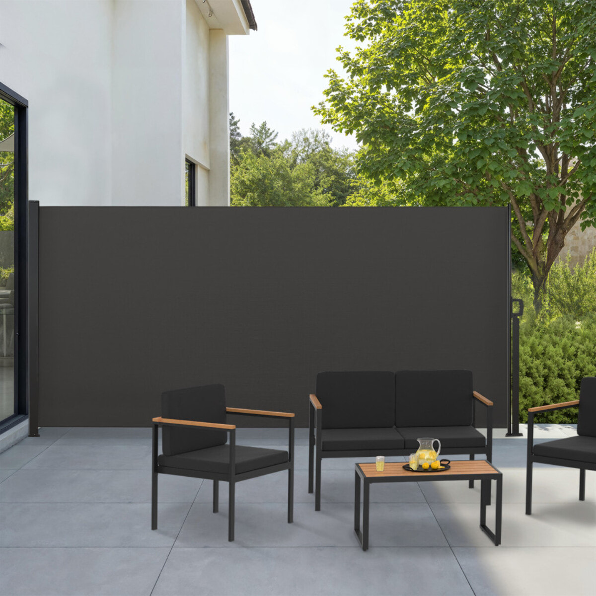 Paravent rétractable 400x200cm gris anthracite