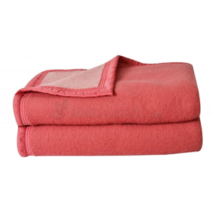Couverture 100% Pure Laine Vierge Double face "Volta" 500 gr/m² Toison d'Or - Volta Bois de rose Dragée