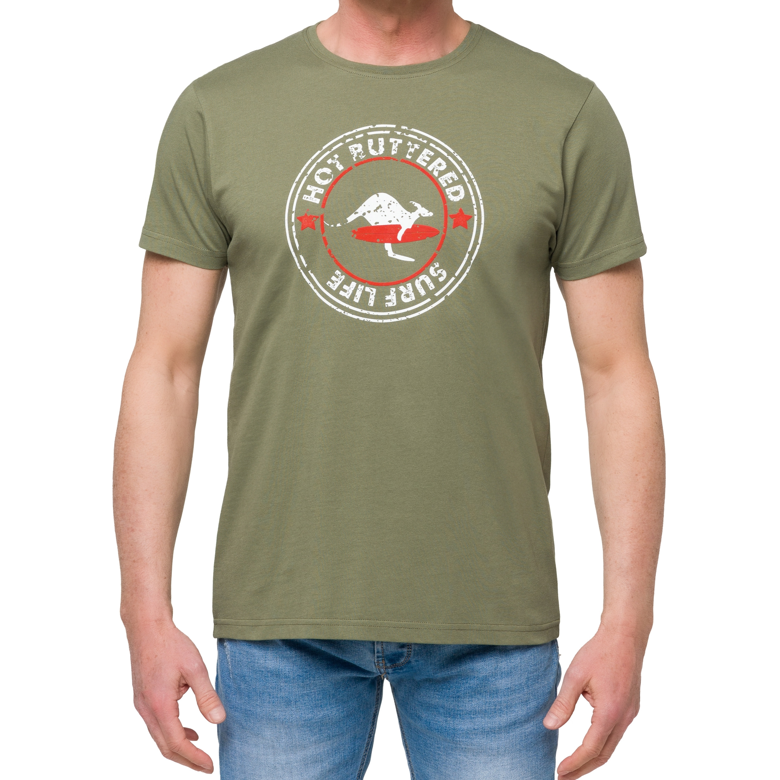 T-shirt in cotone 150 gr Hot Buttered Surflife verde militare.