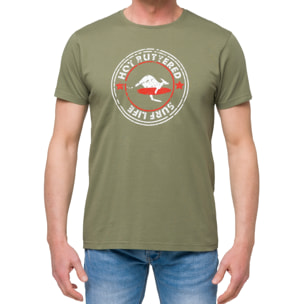 T-shirt in cotone 150 gr Hot Buttered Surflife verde militare.