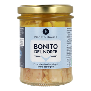 PLANETA HUERTO | Bonito del Norte en Aceite de Oliva ECO 200g – Conserva Artesanal, Fuente de Omega 3 y Pescado Sostenible MSC