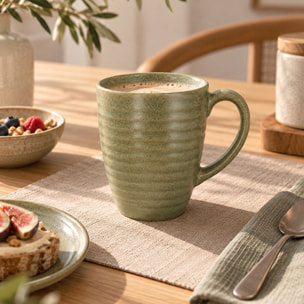 Lot de 6 mugs 40cl en grès vert TURBOLINO