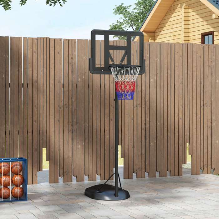 Canasta de Baloncesto con Altura Ajustable 216-277 cm Aro de Baloncesto para Exterior con Ruedas y Base Rellenable para Adolescentes y Adultos Negro