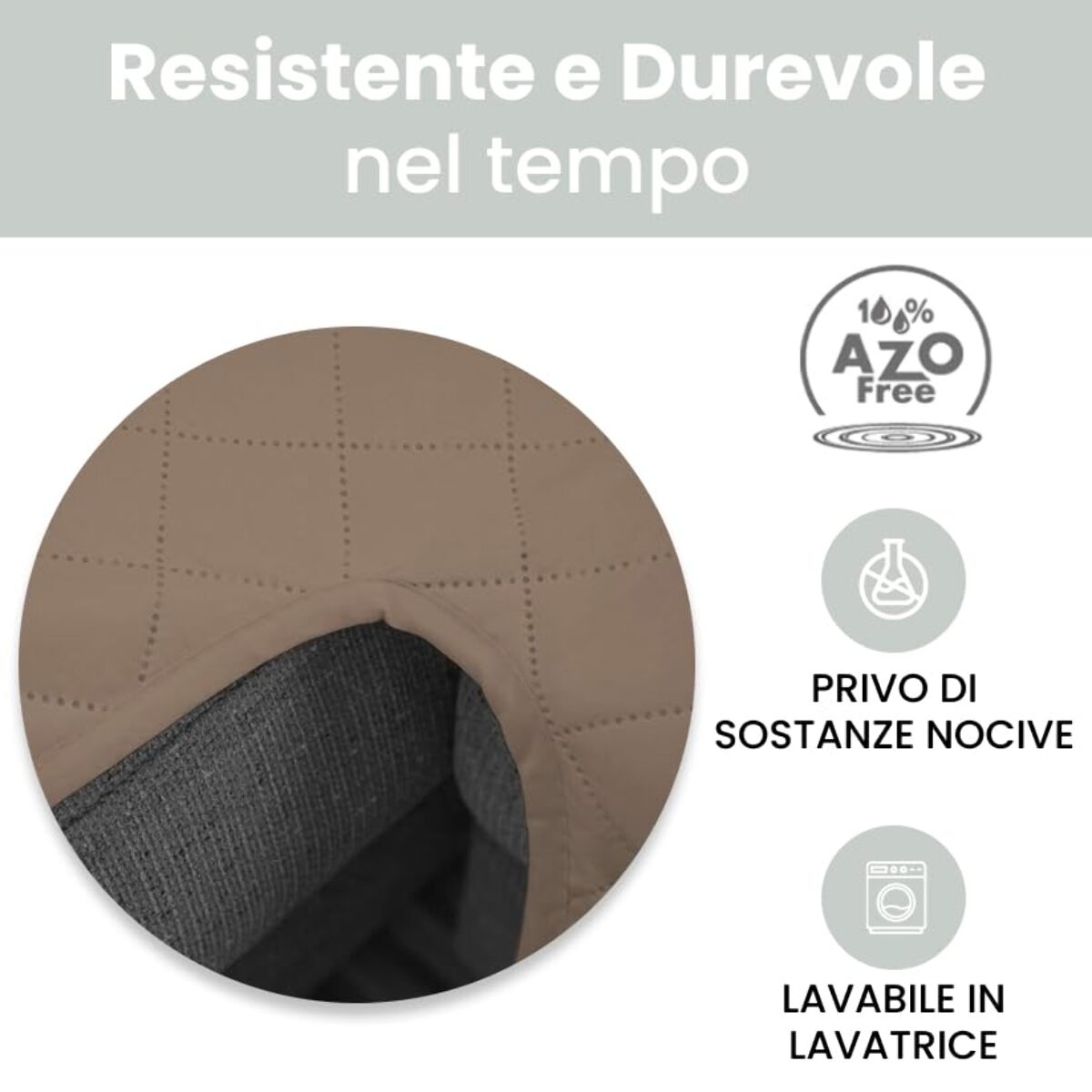 INTRECCI Copridivano 3 Posti con Penisola, Copridivano con Braccioli, Penisola Destra e Sinistra, Telo Copridivano Angolare, Impermeabile, Protegge da Macchie, Facile da Lavare. Colore: Tortora