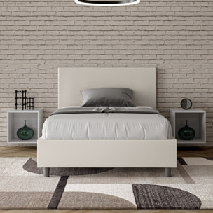Letto una piazza e mezza con rete imbottito 120x190 similpelle bianco Adele
