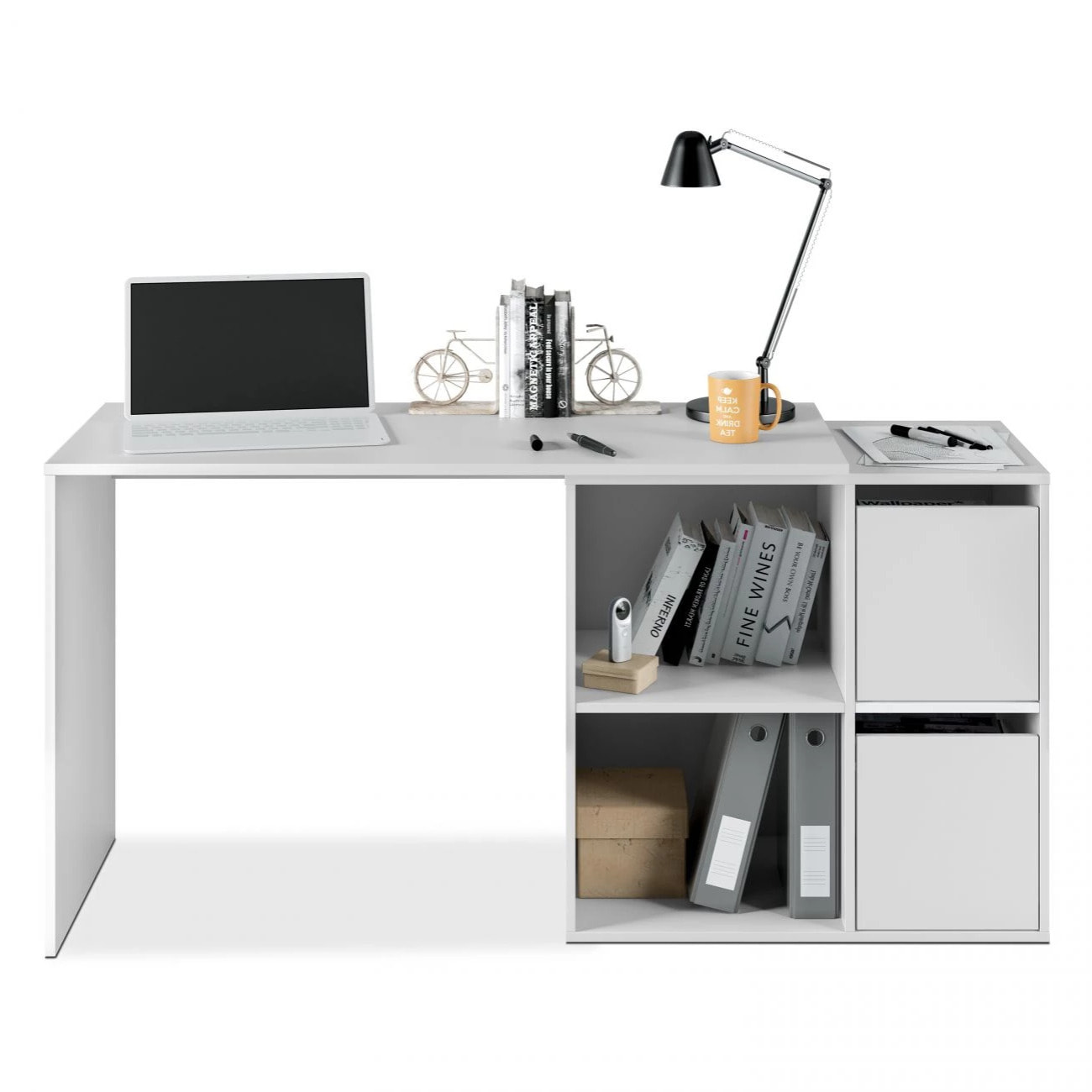 Mesa de escritorio multiposición Spacio Blanco Artik (Blanco Mate)
