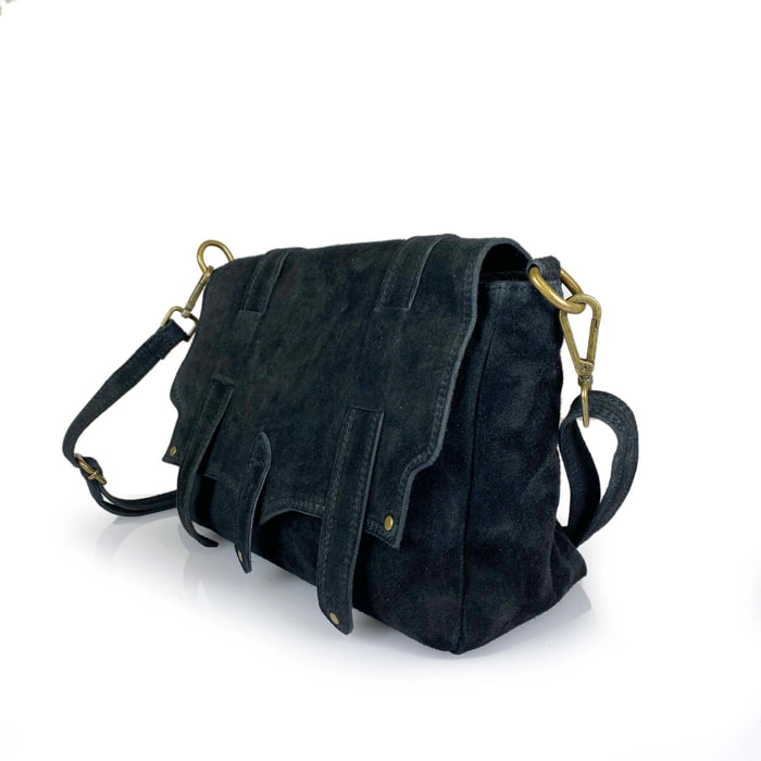 Borsa Donna in vera pelle Made in Italy colore Nero dimensioni cm 30 x 21 x 8