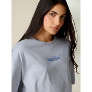 Oltre - T-shirt con ricamo lettering - Azzurro