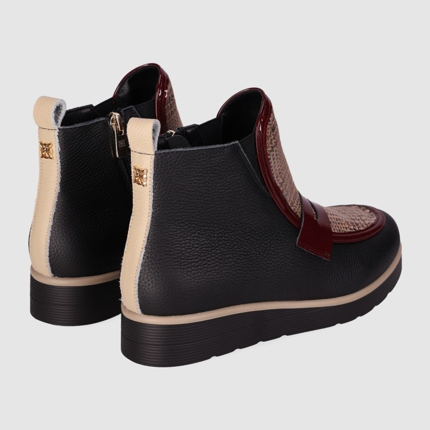 Botines de Piel - Multicolor - Tacón: 3 cm