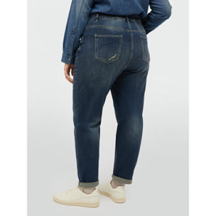 Fiorella Rubino - Jeans barrel con strappi e patch - Blu